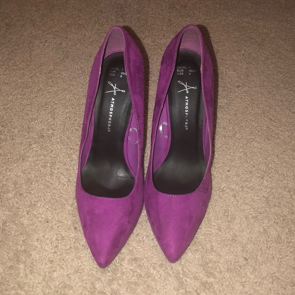Purple suede heels